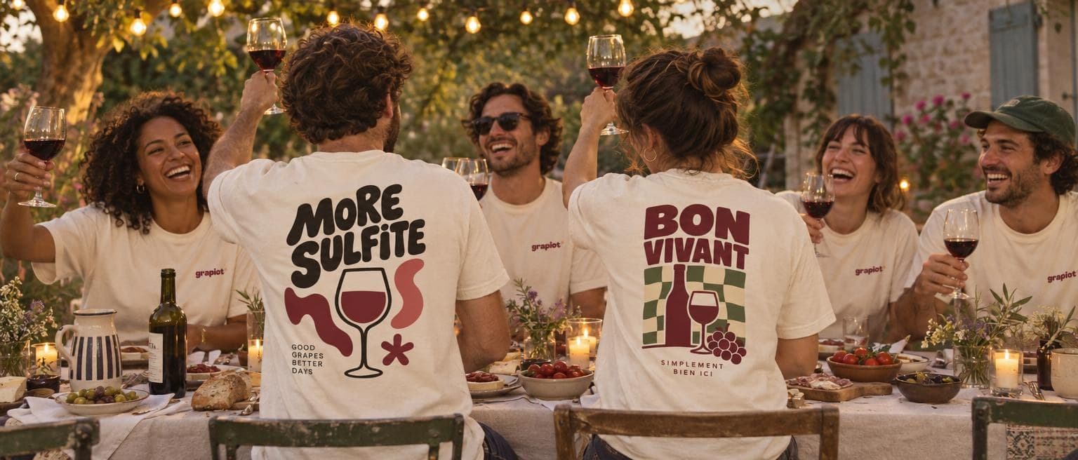 Grande tablée entre amis, dos imprimés More Sulfite et Bon Vivant