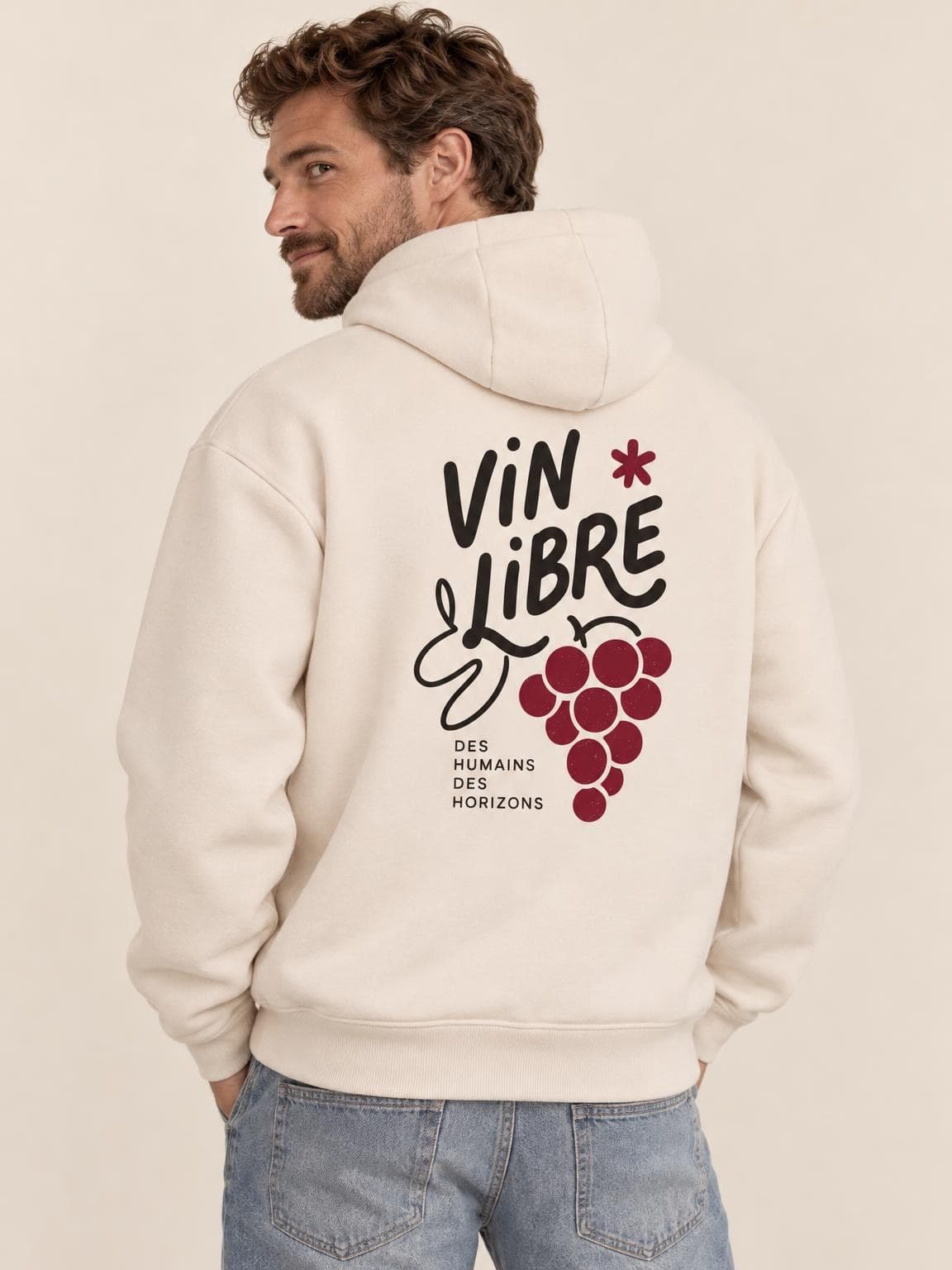Hoodie vin Vin Libre porté de dos