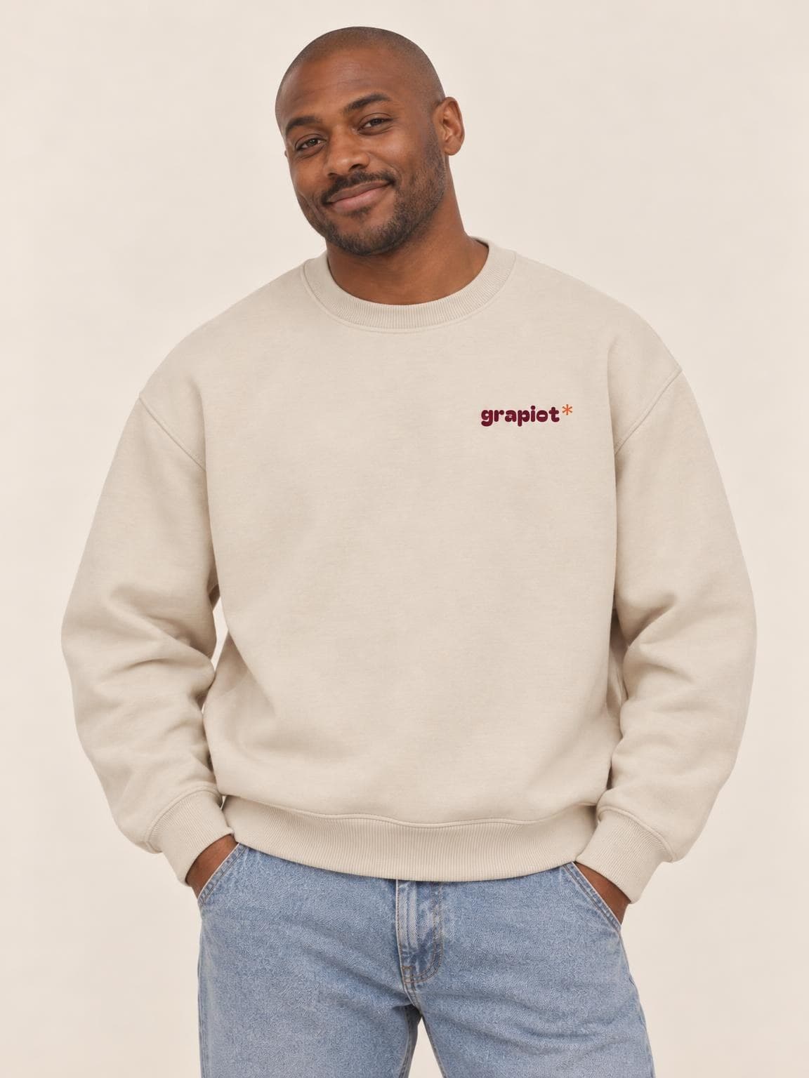 Sweat vin Bon Vivant vu de face, petit logo grapiot