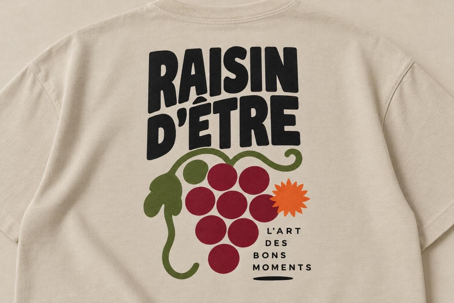 Gros plan de l'impression Raisin d’Être
