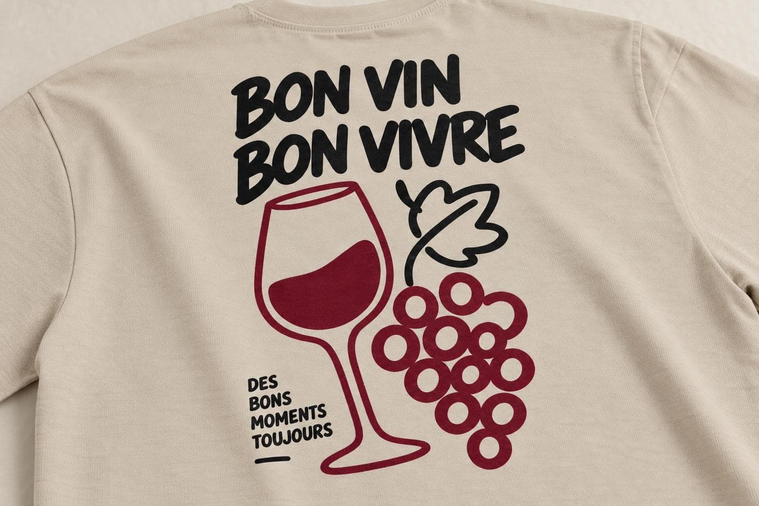 Gros plan de l'impression Bon Vin Bon Vivre