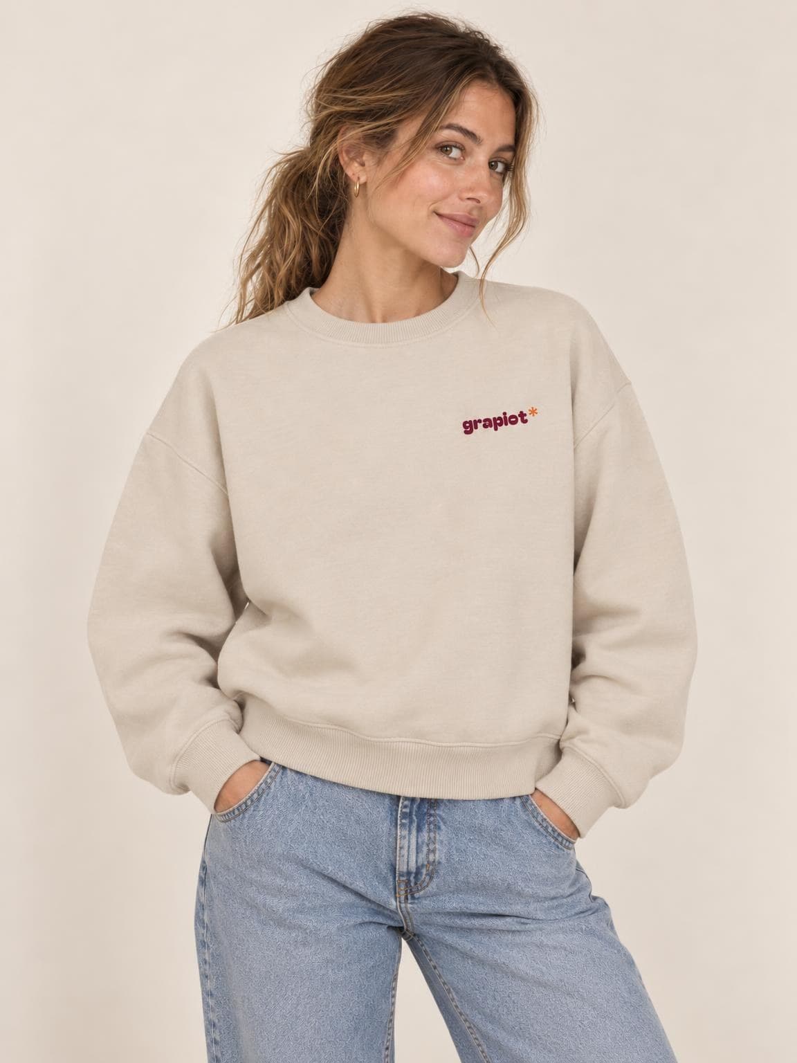 Sweat vin More Sulfite vu de face, petit logo grapiot