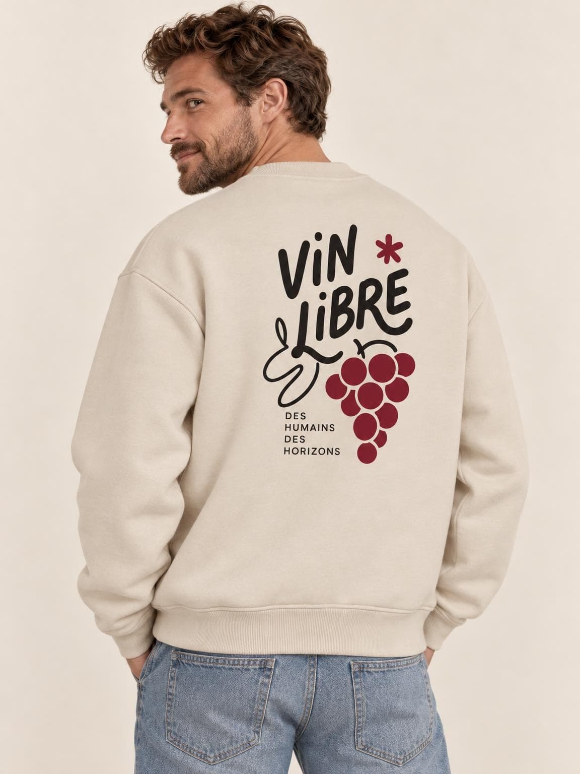 Sweat vin Vin Libre porté de dos