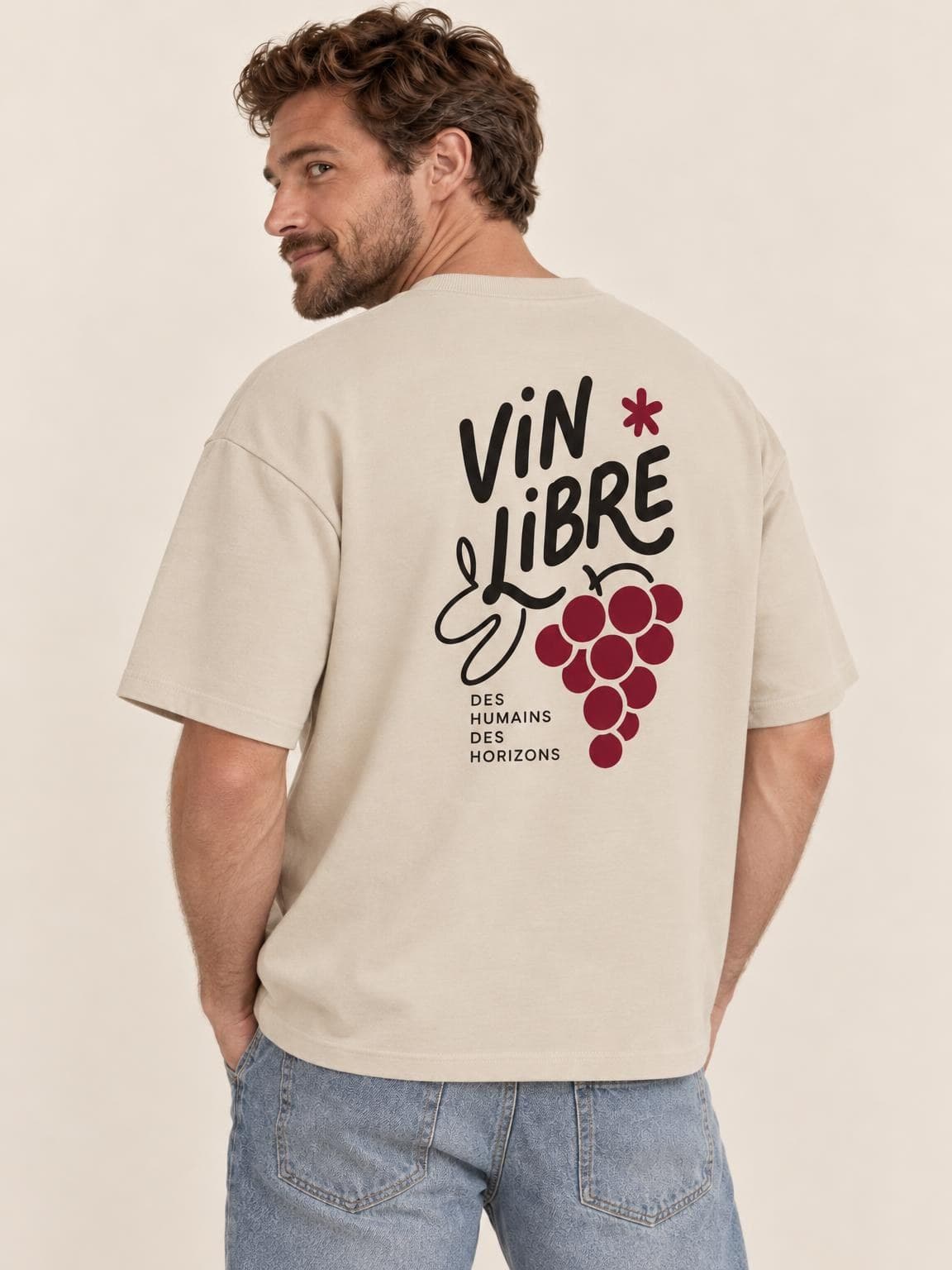 T-shirt vin Vin Libre porté de dos