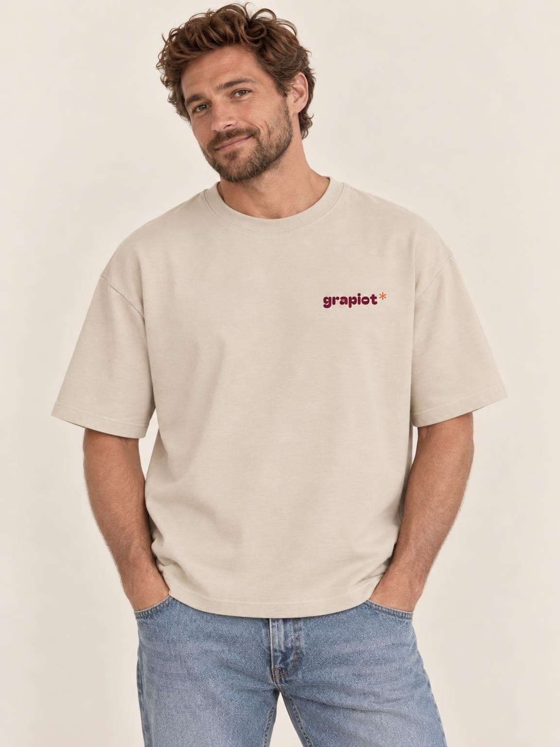 T-shirt vin Vin Libre vu de face, petit logo grapiot