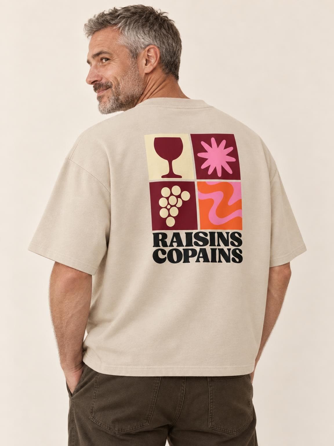T-shirt vin Raisins Copains porté de dos