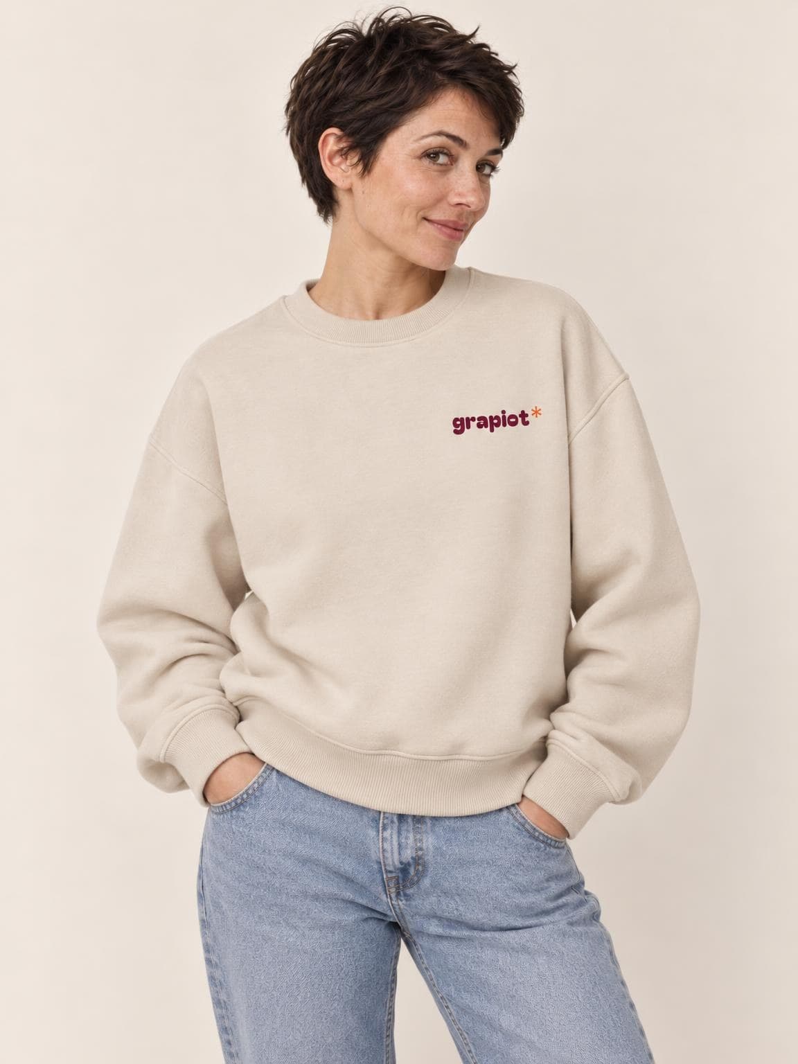 Sweat vin Bourgogne vu de face, petit logo grapiot