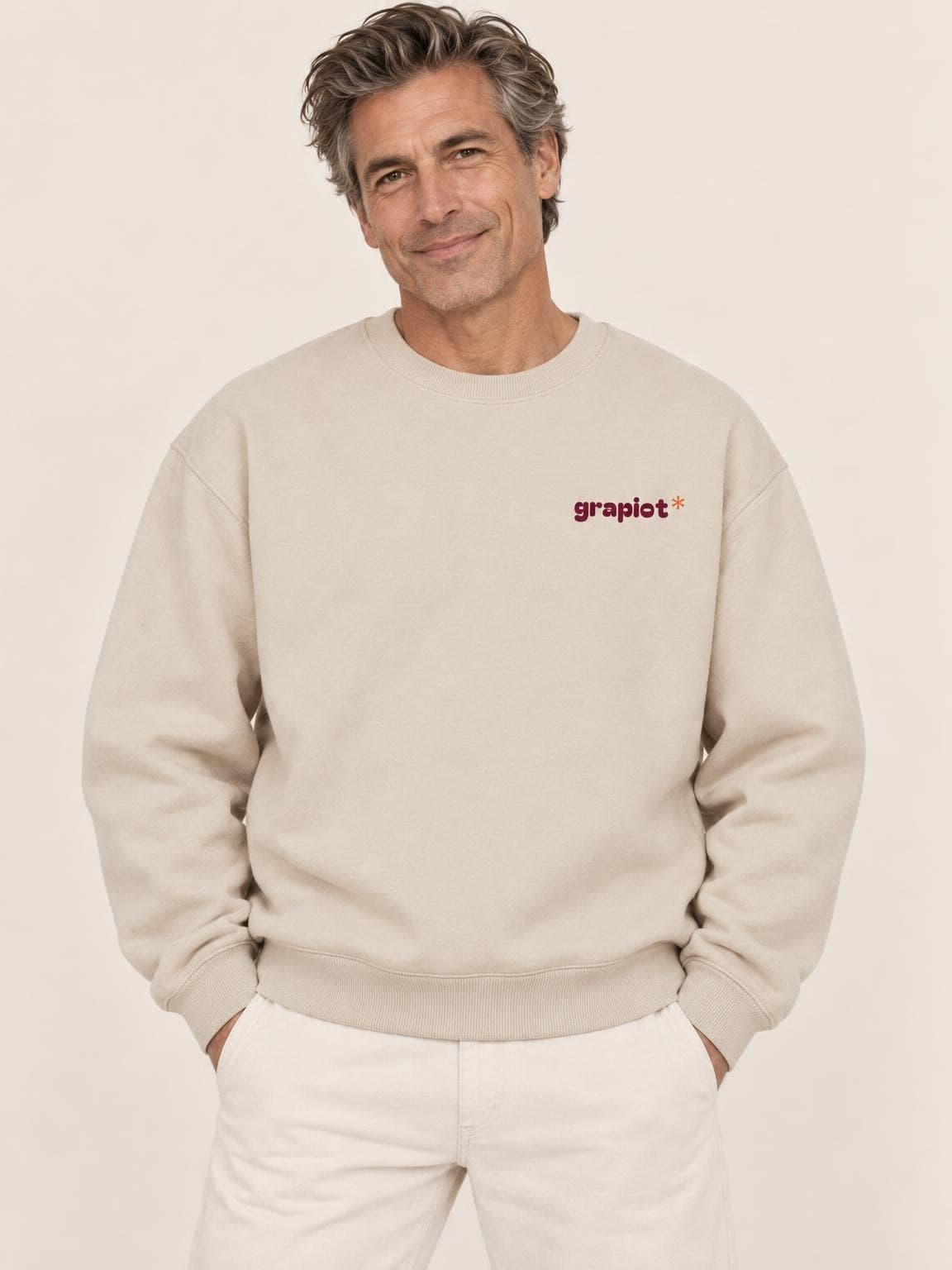 Sweat vin Champagne vu de face, petit logo grapiot